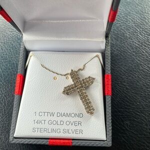 1 cttw diamond 14kt Gold over sterling silver